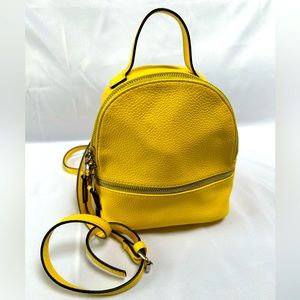 NWOT STEVE MADDEN BRIGHT YELLOW LEATHER CONVERTIBLE BACKPACK PURSE OS